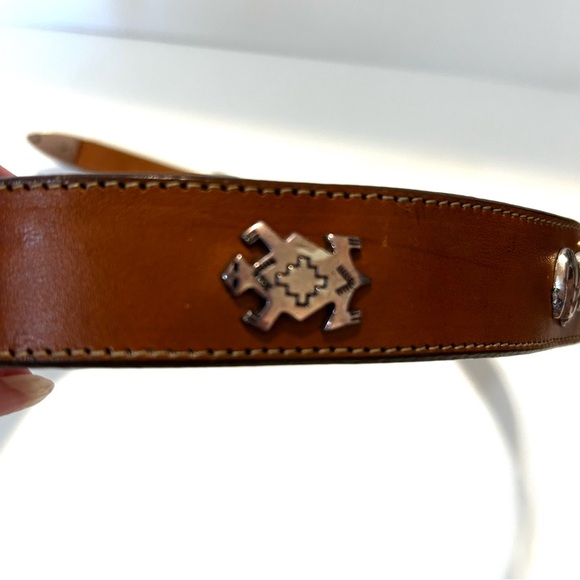 Silver Creek Brown Leather Belt with Silver & Rose Toned Fetishized Size 28 - Picture 12 of 13